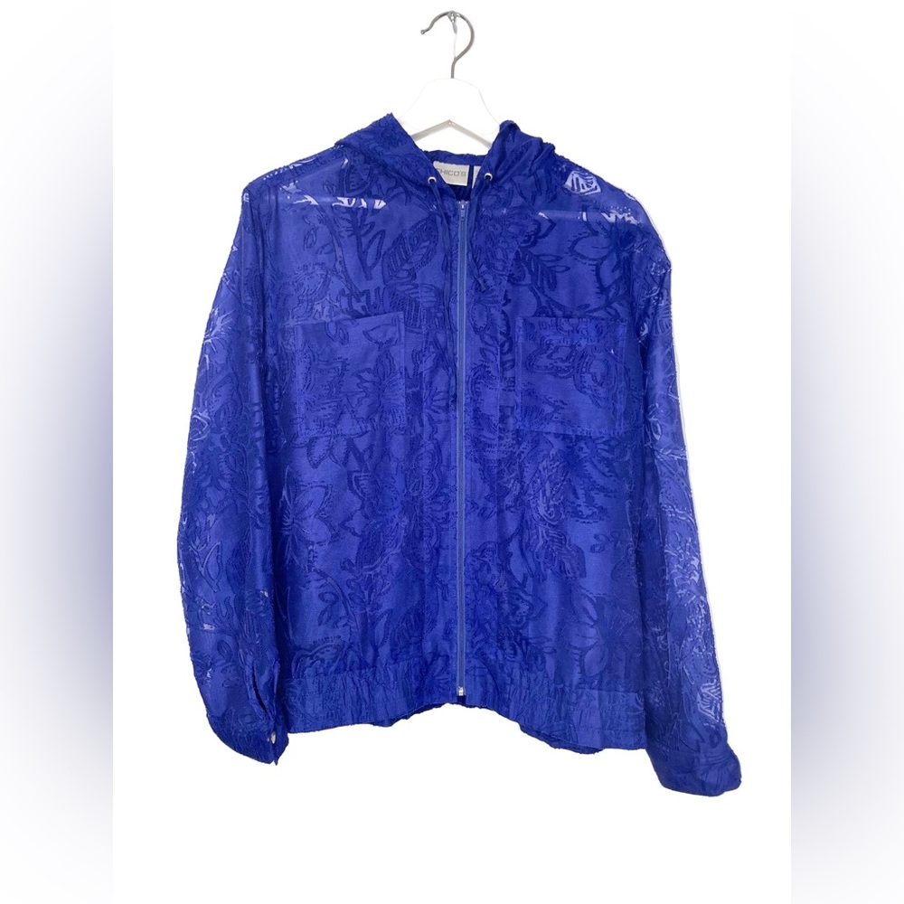 Chico’s - Blue Lace Hooded Jacket